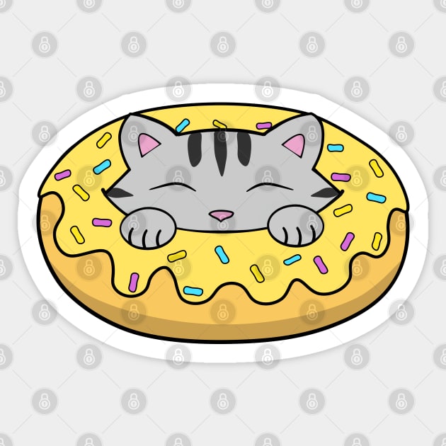 Kawaii yellow doughnut cat Sticker by Purrfect